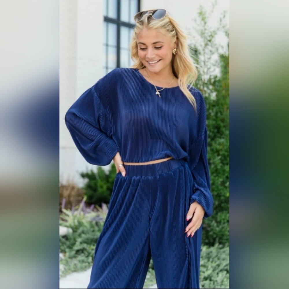 Pink Lily Navy Spilt Jumpsuit